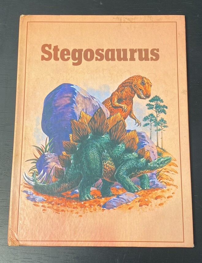 Vintage Rourke Dinosaur Library Books Orange Pink Lavender Decorative Bookshelf