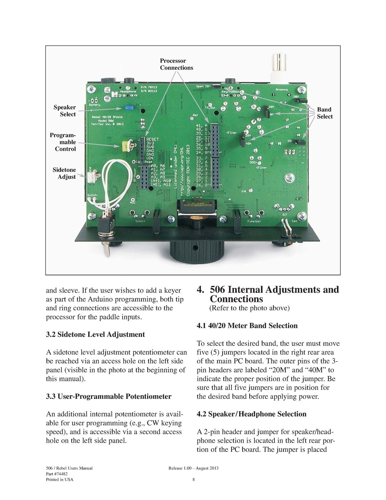 TEN TEC Rebel Model 506 User Manual – BINDING – COVERED – XL FOLDOUT PAGES