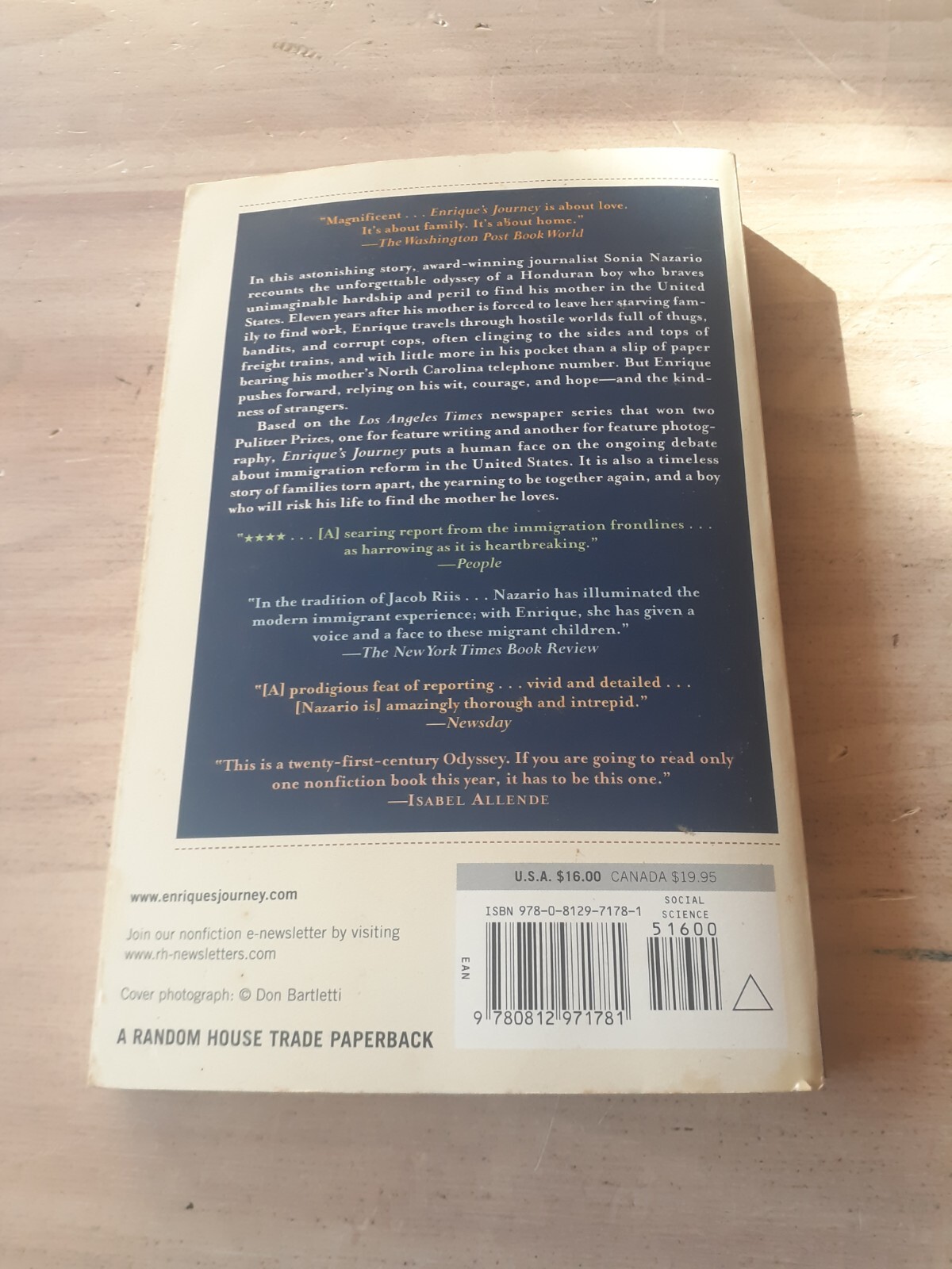 Enrique’s Journey By Sonia Nazario. 9780812971781
