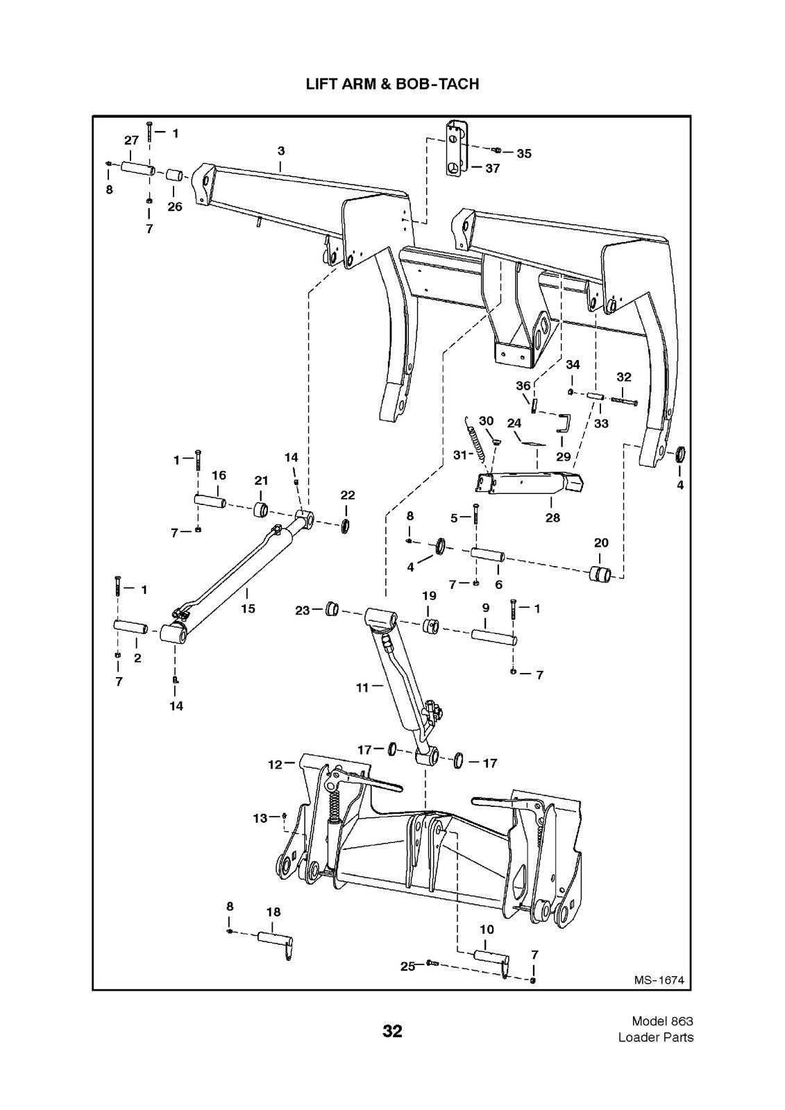 BOBCAT 863 Skid Steer Loader Parts Manual SN 514411001 Up – WIRE BOUND – COVERS