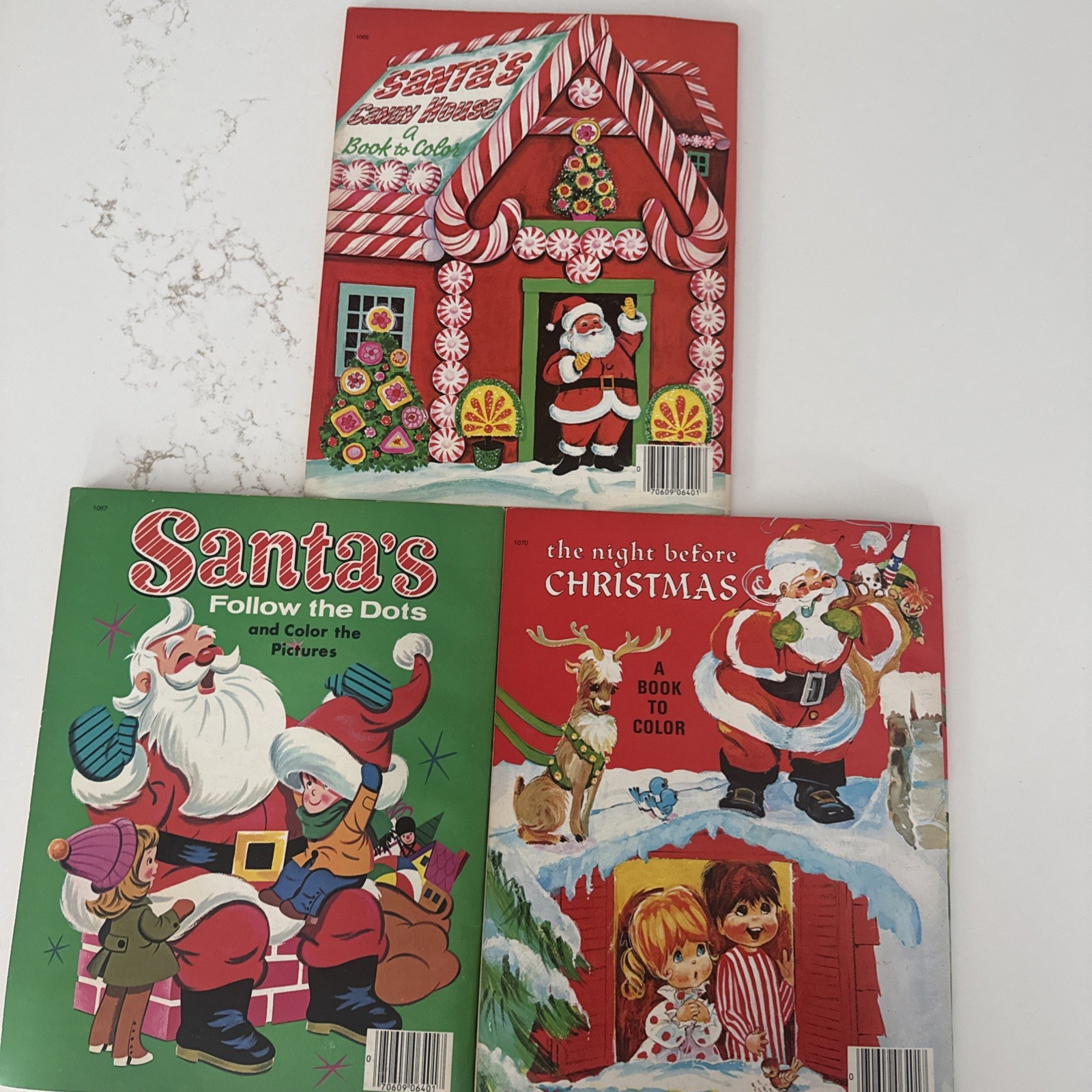Lot of 3 Vintage Santa Christmas Coloring Books – Rand McNally – Unused
