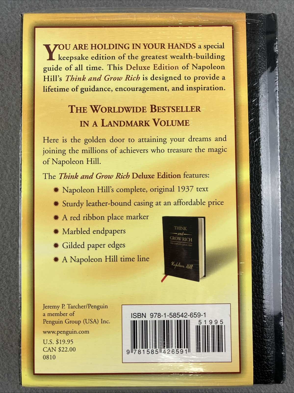 THINK AND GROW RICH by Napoleon Hill Vegan Leather Bound Deluxe Edition *Sealed*