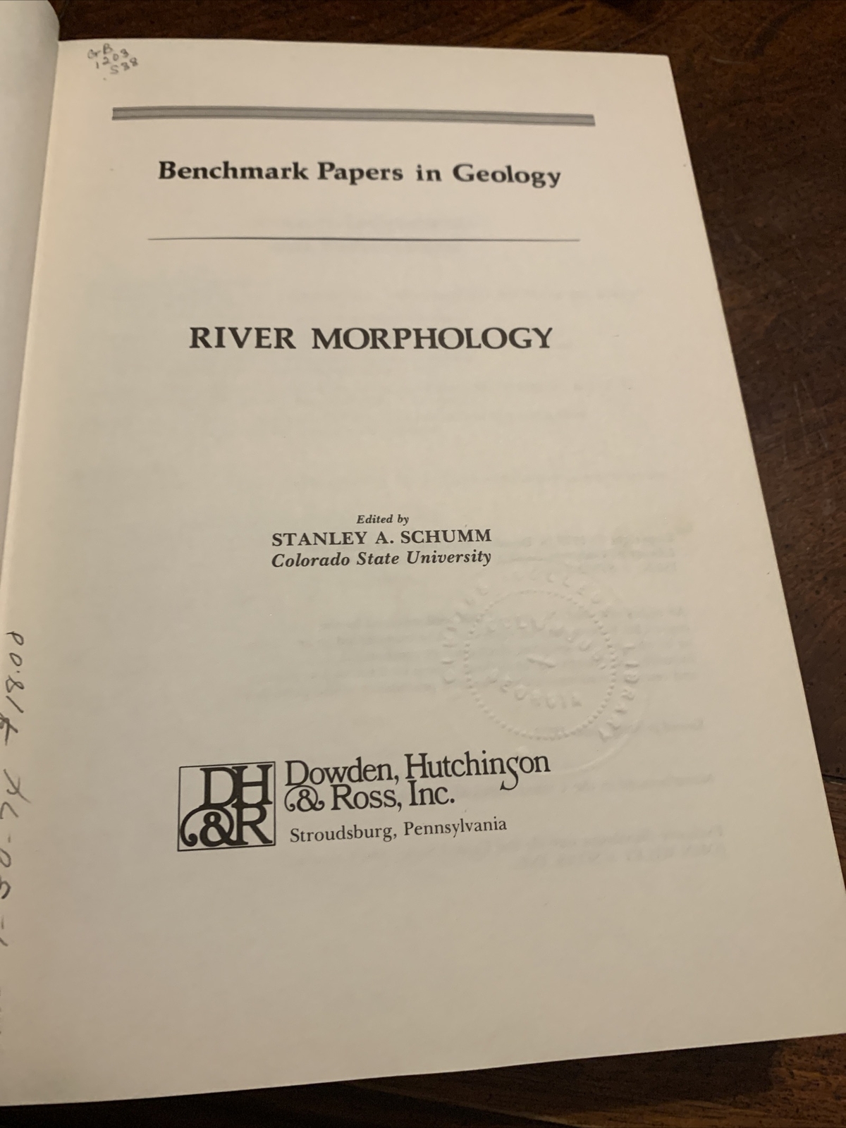 River Morphology Hardcover Stanley A. Schumm