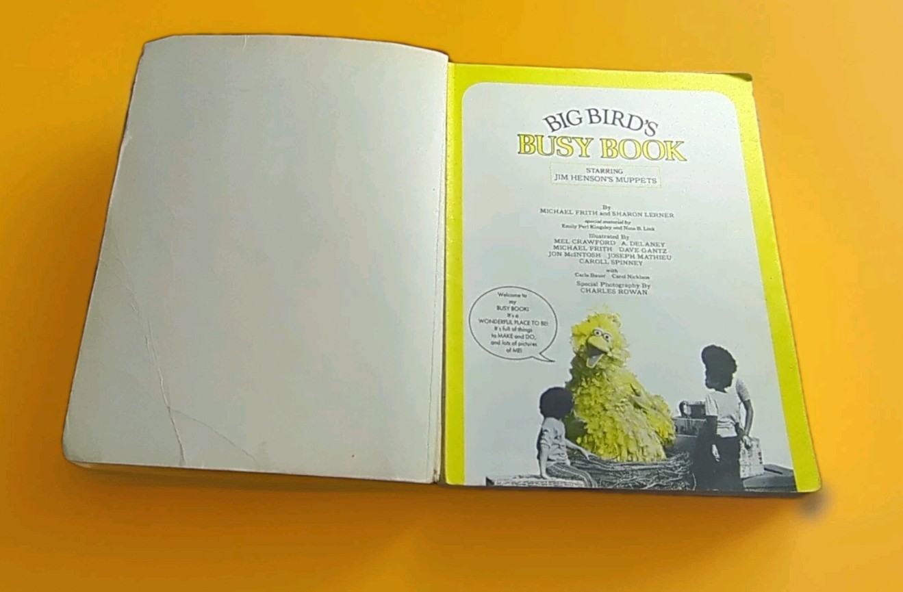Sesame Street CTW Big Bird’s Busy Book, Starring Jim Henson’s Muppets 1975 Vtg