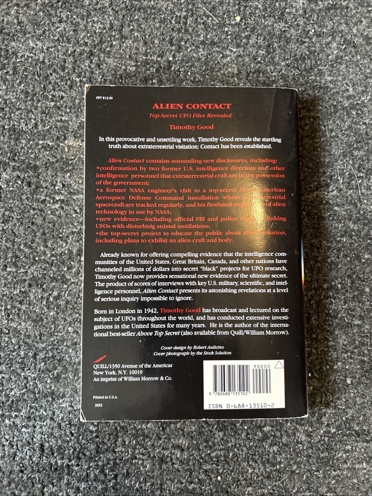 Alien Contact: Top-Secret Ufo Files Revealed Paperback, Autographed By Author