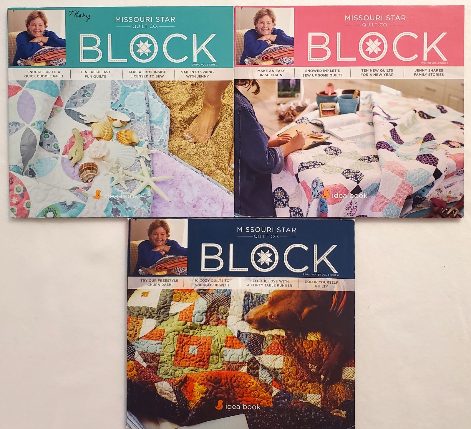 3 Missouri Star Quilt Co. BLOCK Idea Book Vol. 2, Issue 2, Vol. 3 Issues 1 & 6