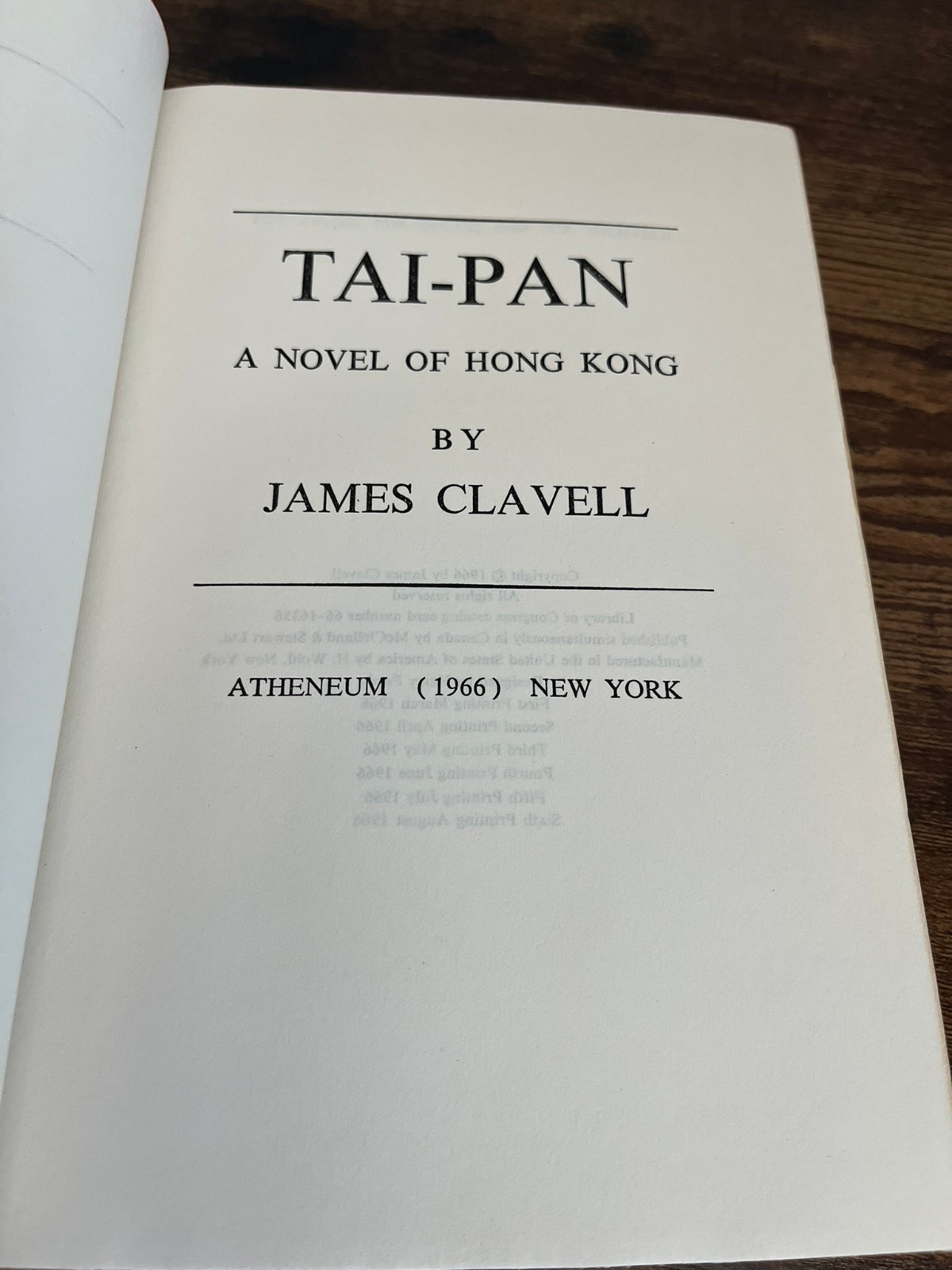 Tai-Pan (1966) by James Clavell – 1st Edition 6th Printing Hardcover DJ Shogun