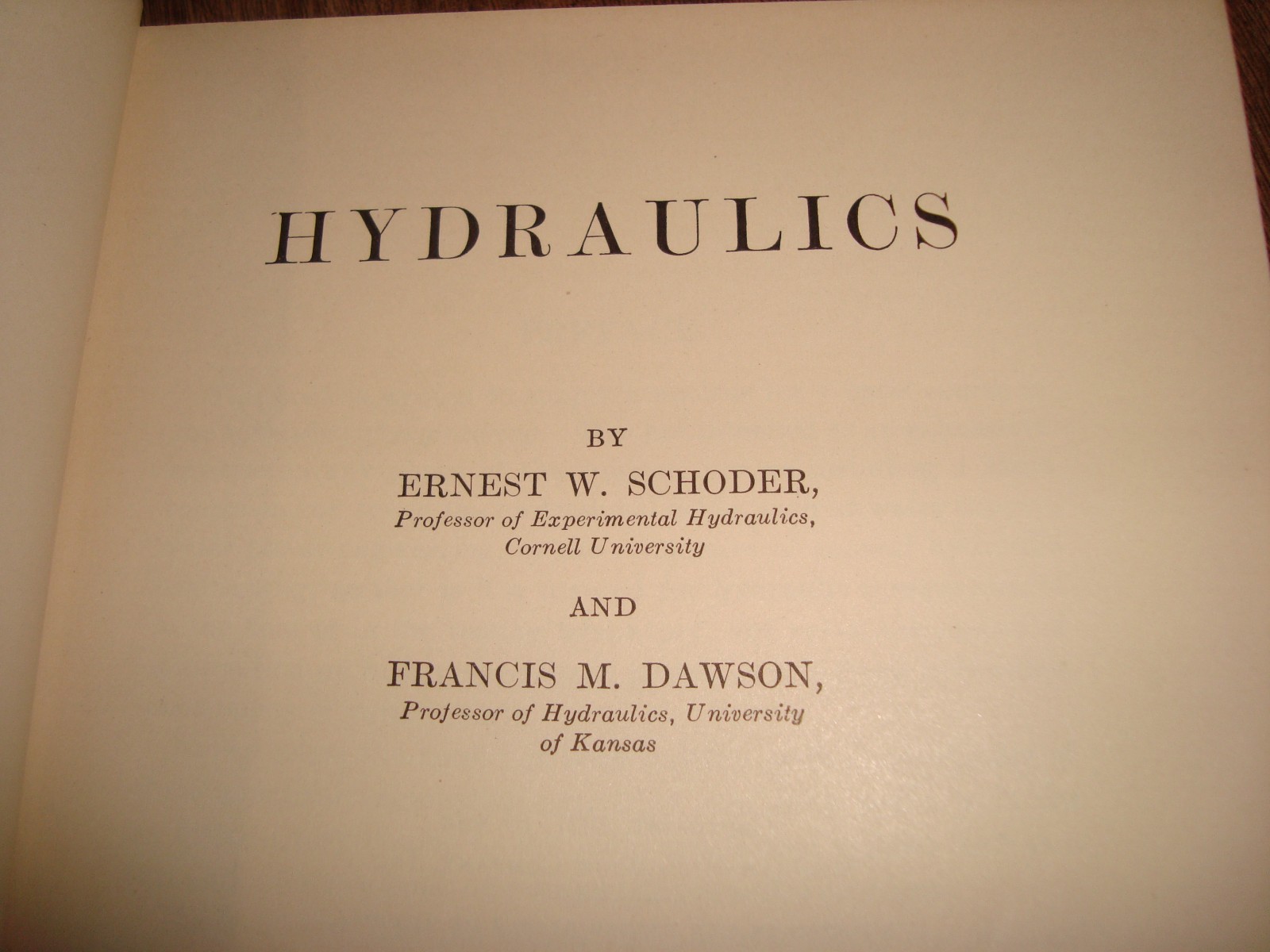 Vintage Hydraulics Book By Ernest Schoder And Francis Dawson