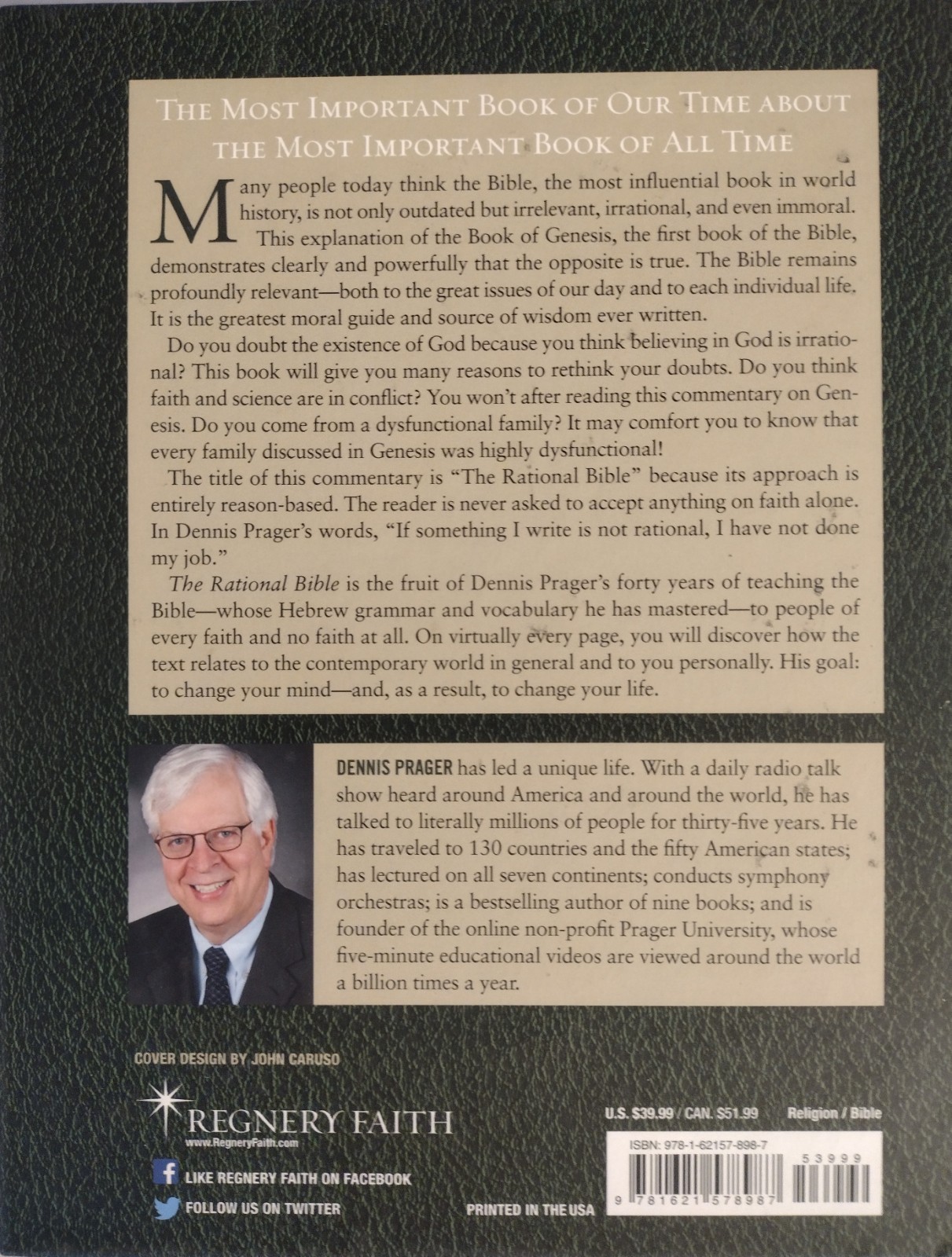 The Rational Bible Genesis God Creation and Destruction Dennis Prager, Good