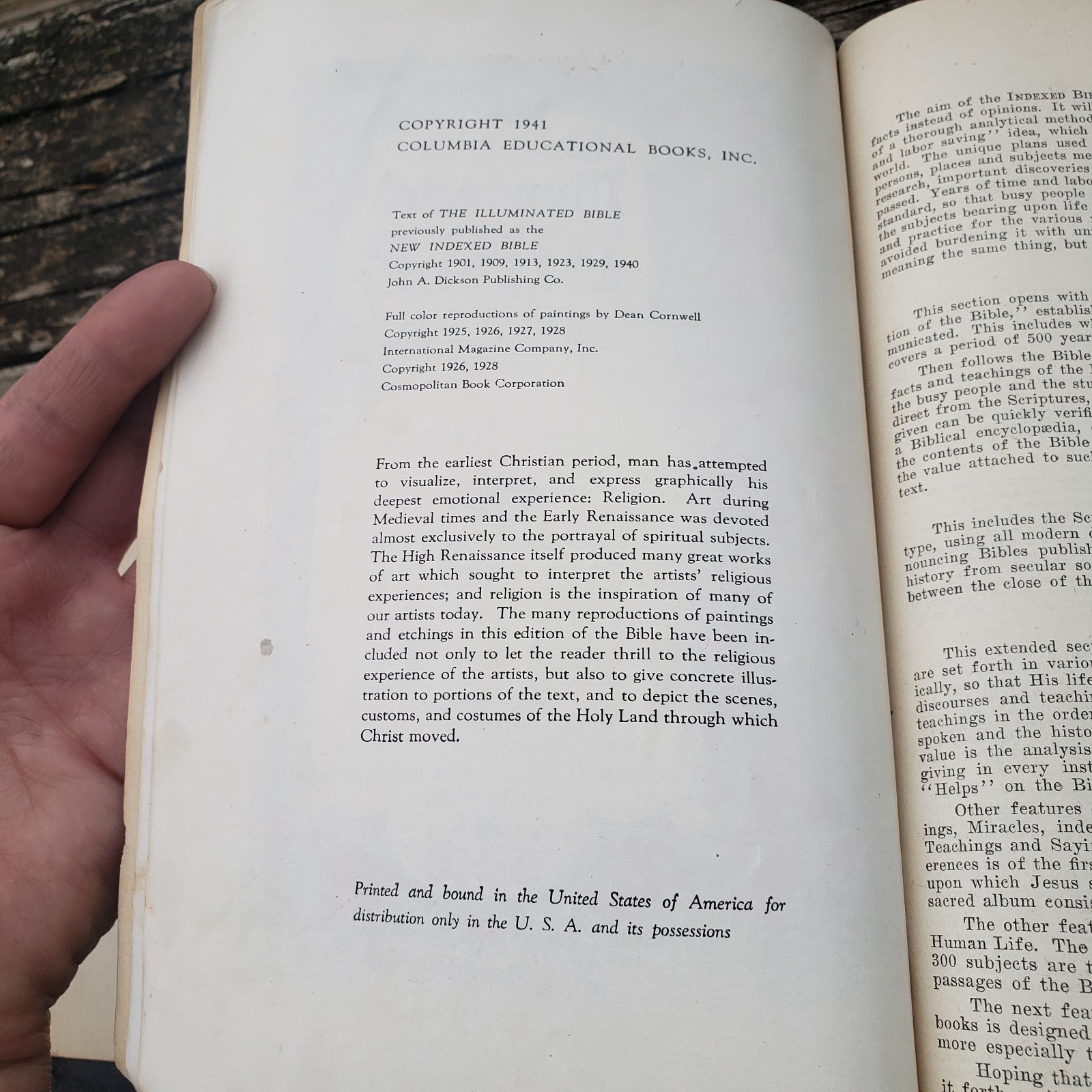 1941 HOLY BIBLE “The Good Samaritan” Illuminated King James Version Red Letter
