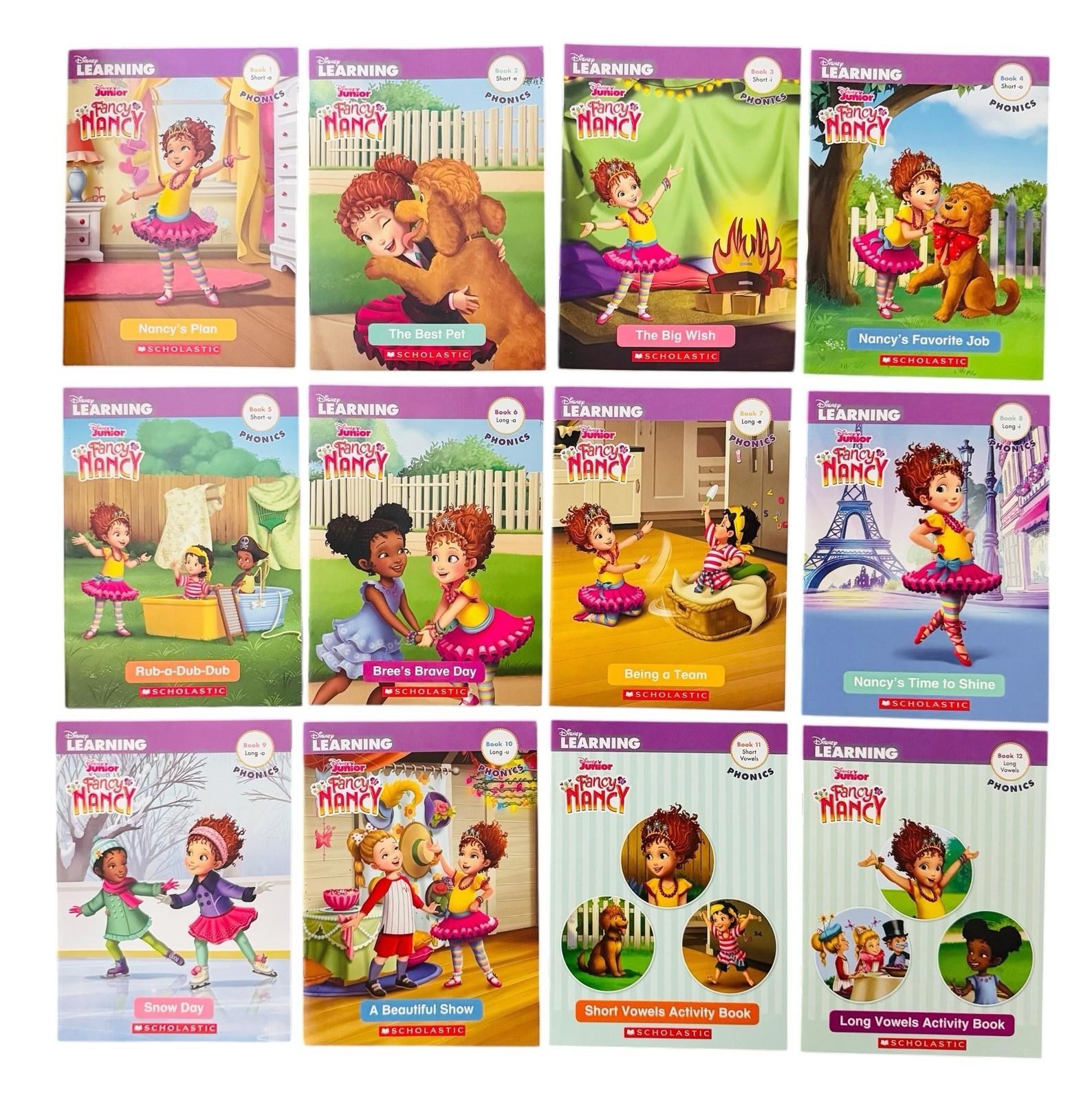 Complete Set of 12 Disney Junior Fancy Nancy Phonics Reading Program w/ Box!