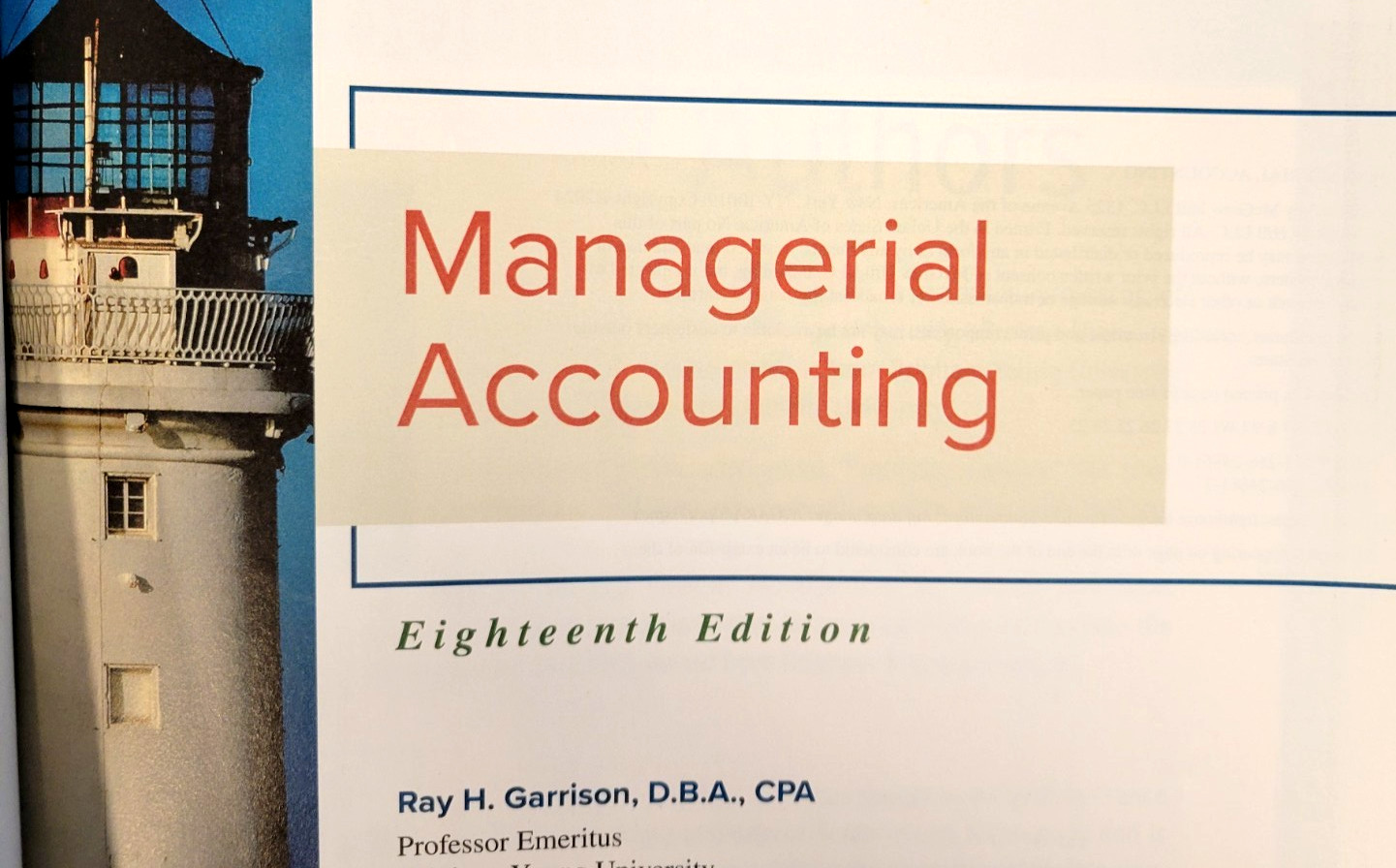 FAST SHIP Managerial Accounting 18Th Edition By GARRISON Global PAPERBACK 2023