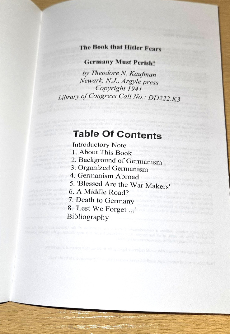 Germany Must Perish! by Theodore N. Kaufman 2025 : GREAT VALUE! TRUSTED SELLER