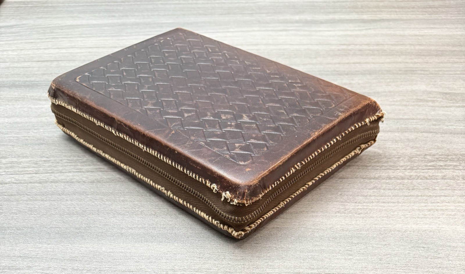 Oxford KJV Bible Brown Basketweave LEATHER Zipper; 1948; Red Letter; Illustrated