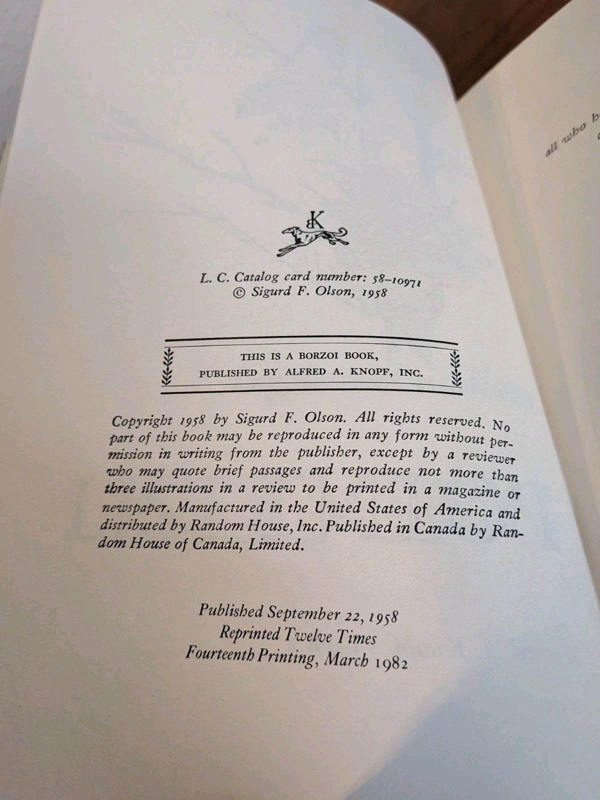 Listening Point – Sigurd F. Olson – Borzoi/Knopf HC/DJ – Nature Classic – Illust