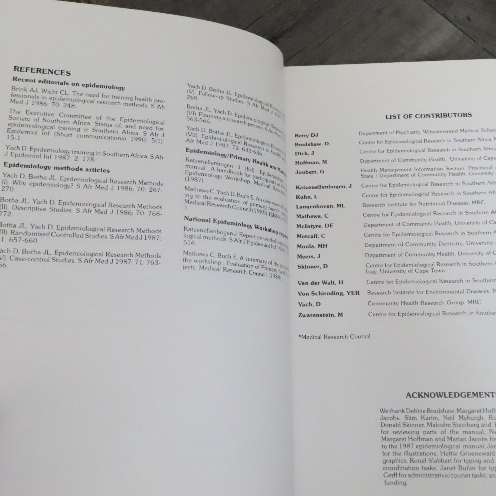 Introductory Manual Epidemiology Southern Africa, 1991 Medical Research Council