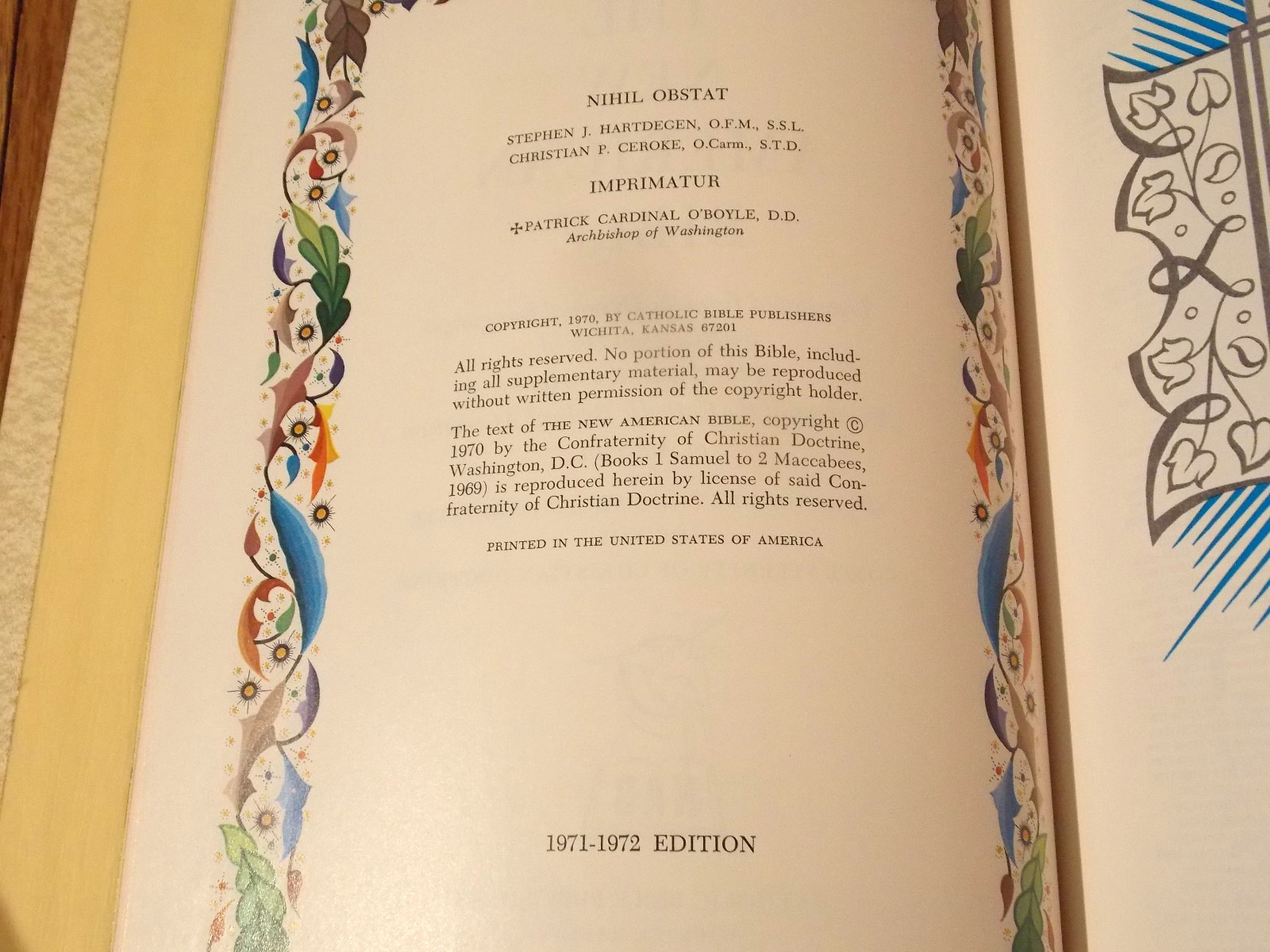 HOLY BIBLE Fireside Family Edition CATHOLIC~1971/72~New American~NAB~GREAT SHAPE