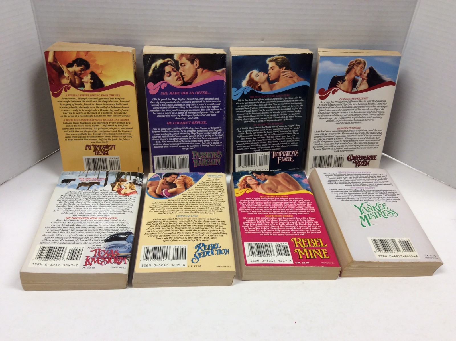 ZEBRA VINTAGE HEARTFIRE HISTORICAL ROMANCE Lot of 8 PB Clinch Bodice Ripper