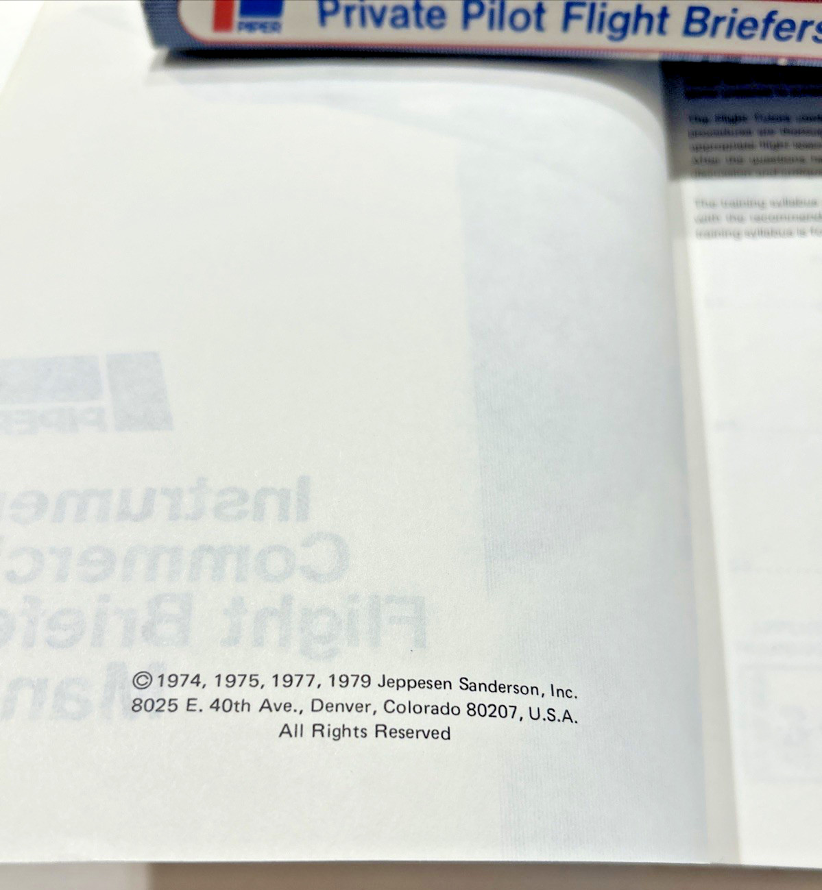 Piper INSTRUMENT COMMERCIAL Flight Briefers Manuals 1979 PB Illustrated JEPPESEN