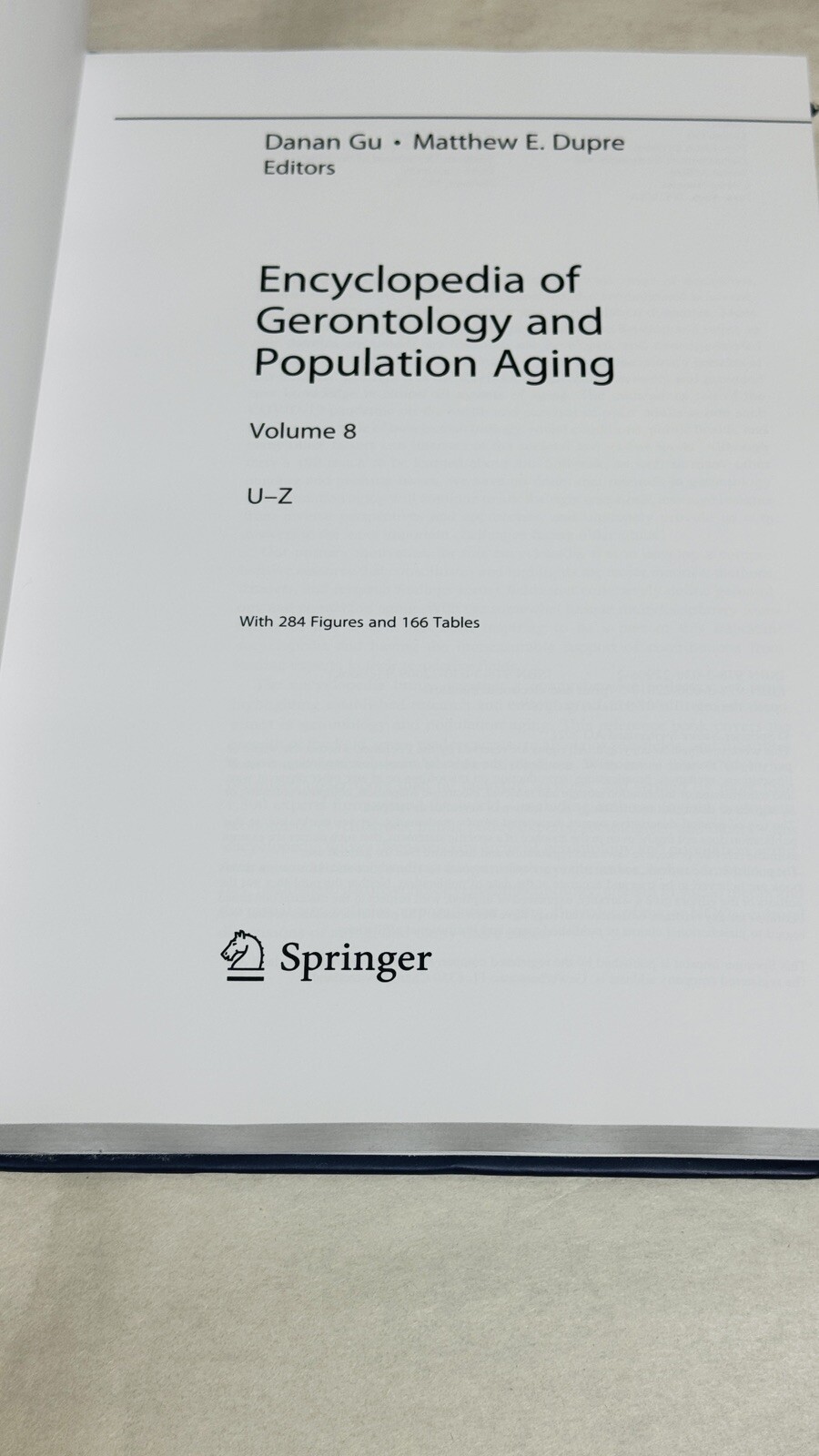 Encyclopedia of Gerontology and Population Aging Volume 8 U-Z English Hardcover