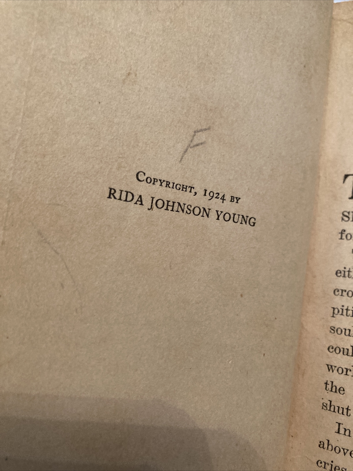 1924 THE STORY OF MOTHER MACHREE A STORY OF A MOTHER’S LOVE Rida Johnson Young