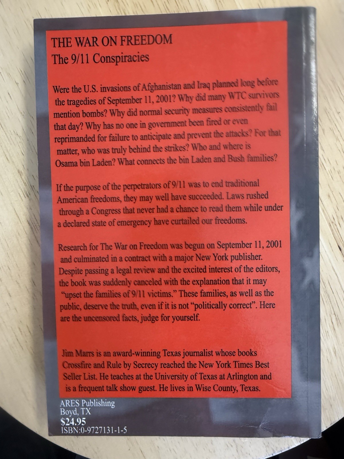The War on Freedom The 9/11 Conspiracies Jim Marrs 2003 First Edition ARES