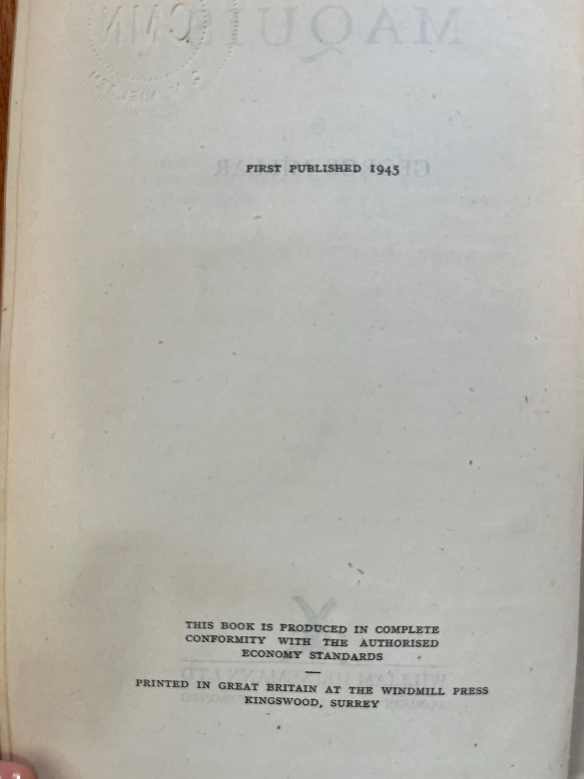 Maquis by George Millar, memoir of French Resistance (1945, HC) Good