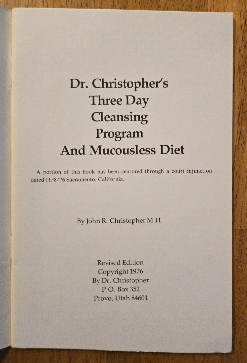 Dr. Christopher’s Three Day Cleansing Program & Mucousless Diet (1976, Stapled)