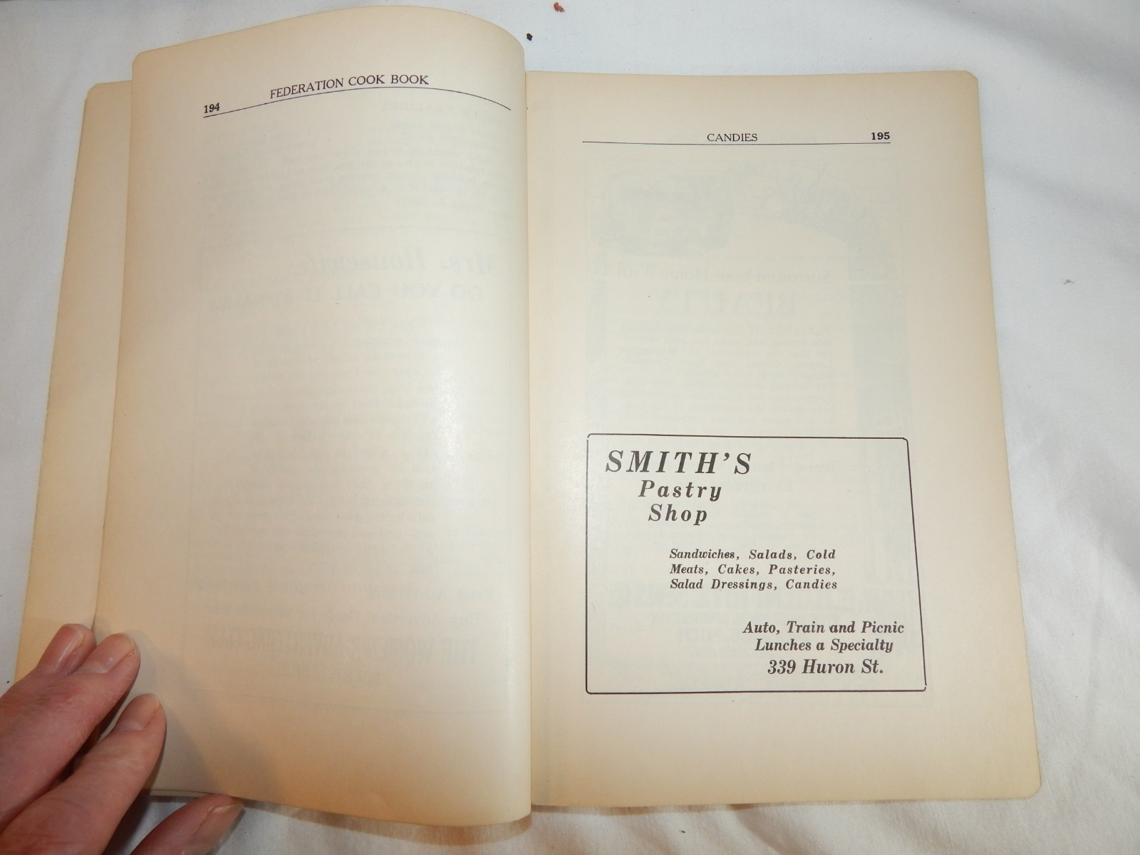 Antique CookBook of the Toledo Federation of Women’s Clubs 1924 Local Ads Ohio