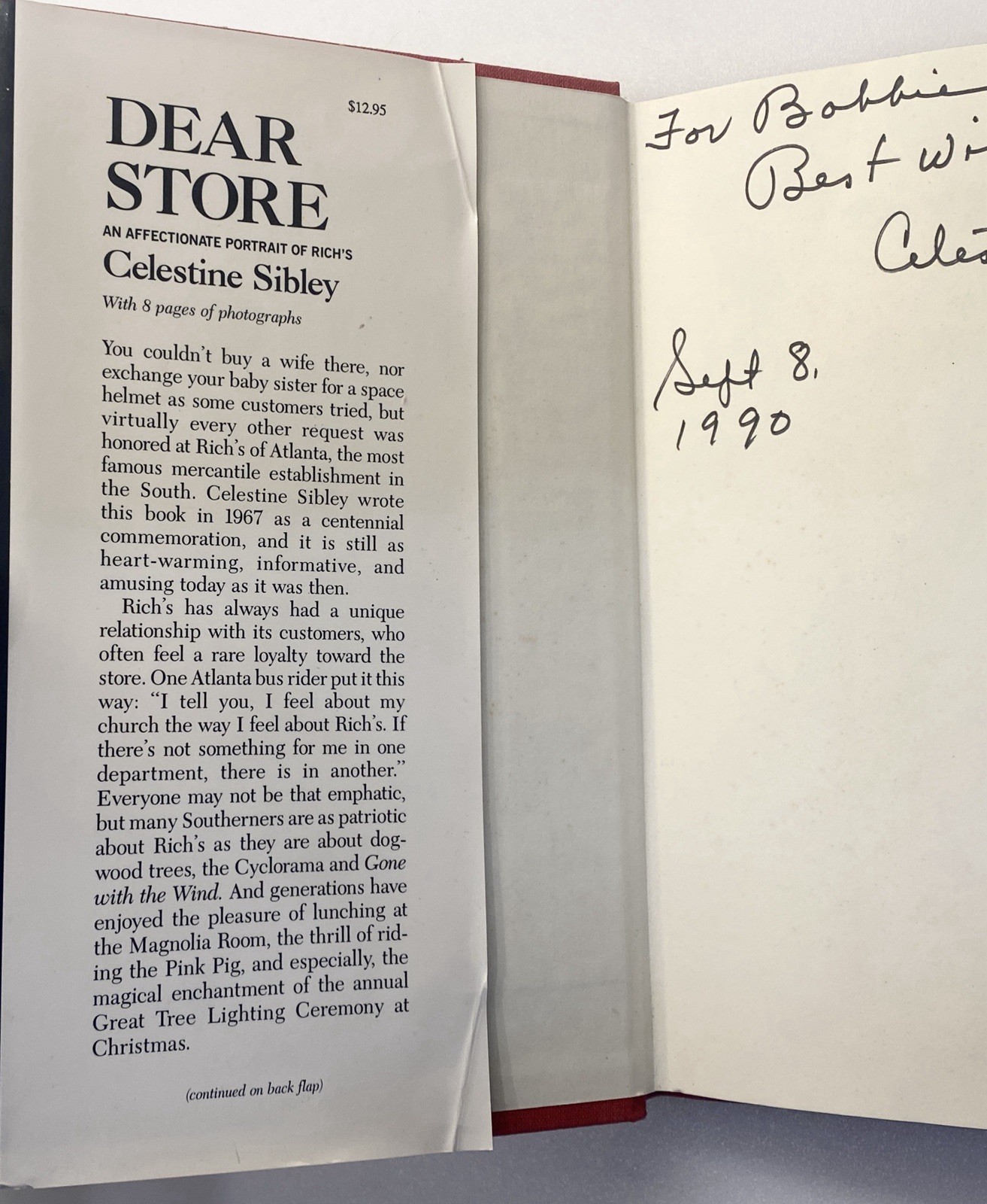 Dear Store: Affectionate Portrait of Rich’s by Celestine Sibley, 1990 HC Signed