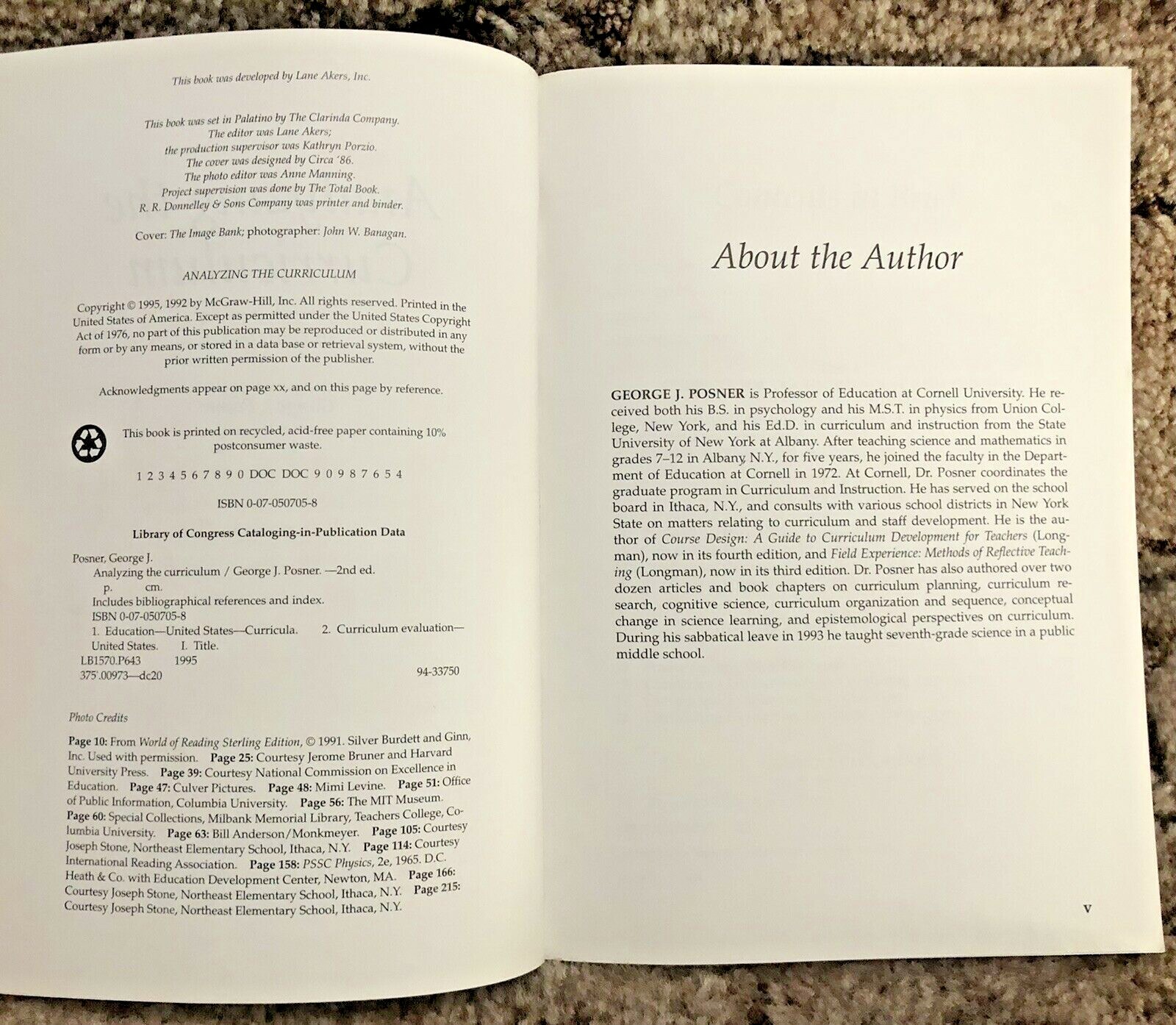 Analyzing the Curriculum 2nd Edtn George J Posner 1995 McGraw Hill PB 315 Pages
