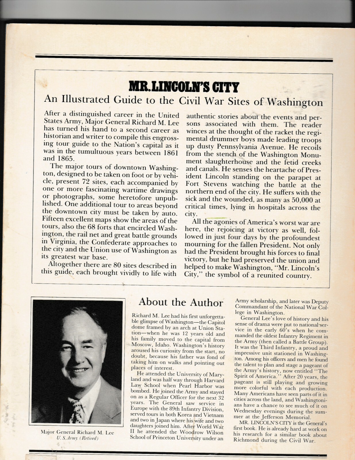 MR. LINCOLN’S CITY: AN ILLUSTRATED GUIDE TO CIVIL WAR By Richard M. Lee