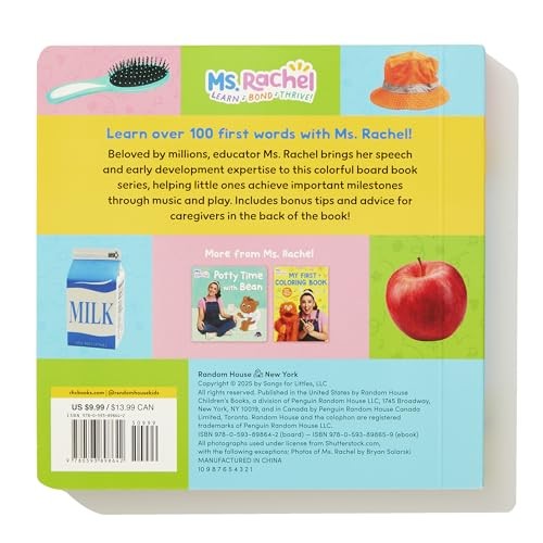 Ms Rachel’s 100 Essential First Words Board Book for Babies and Toddlers