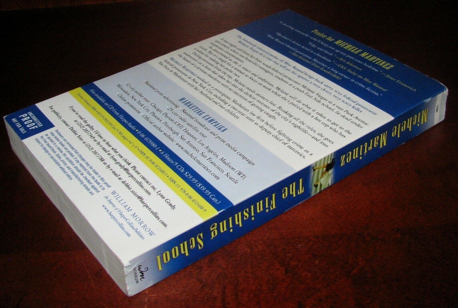 The Finishing School Michele Martinez Signed ARC Uncorrected Proof Morrow 2006