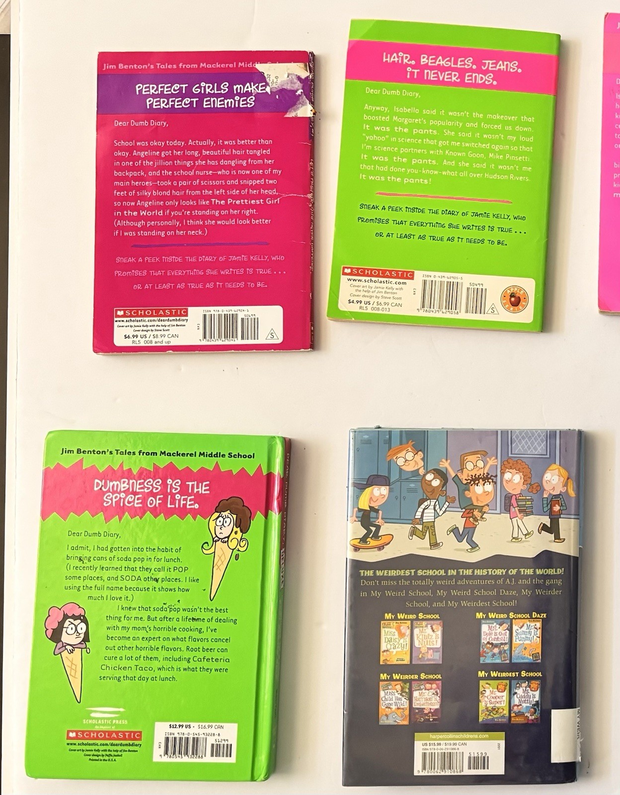 Children’s Books Lot Dear Dumb Diary Jim Benton Scholastic 8 Books Mixed Set