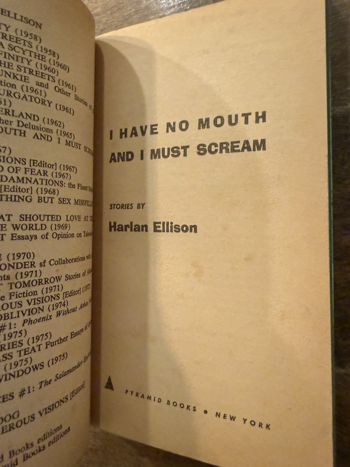 PB Harlan Ellison I Have No Mouth and I Must Scream Pyramid Sci Fi 1977 7th prin