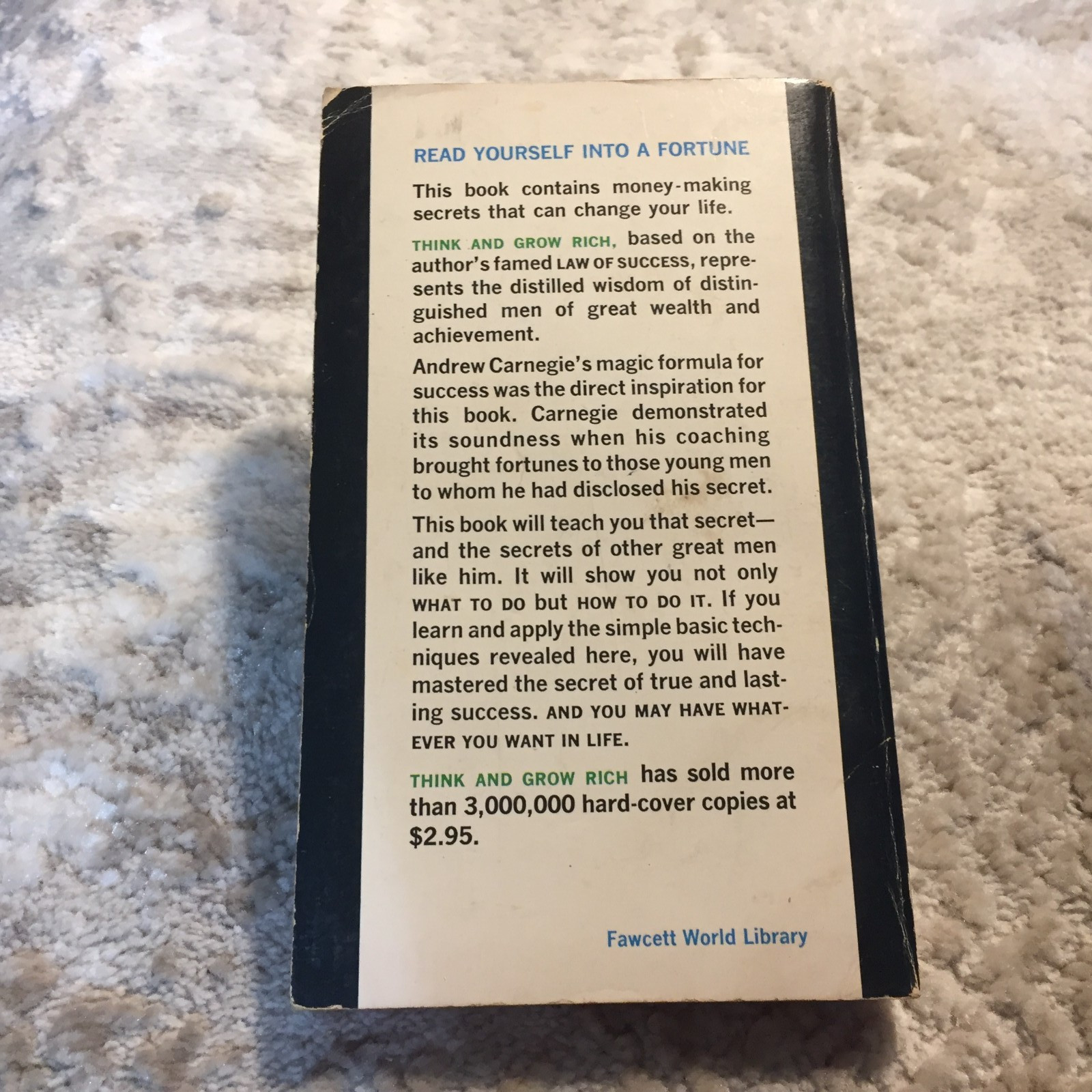 Think And Grow Rich Napoleon Hill 1963 Fawcett Crest Business Motivation Book