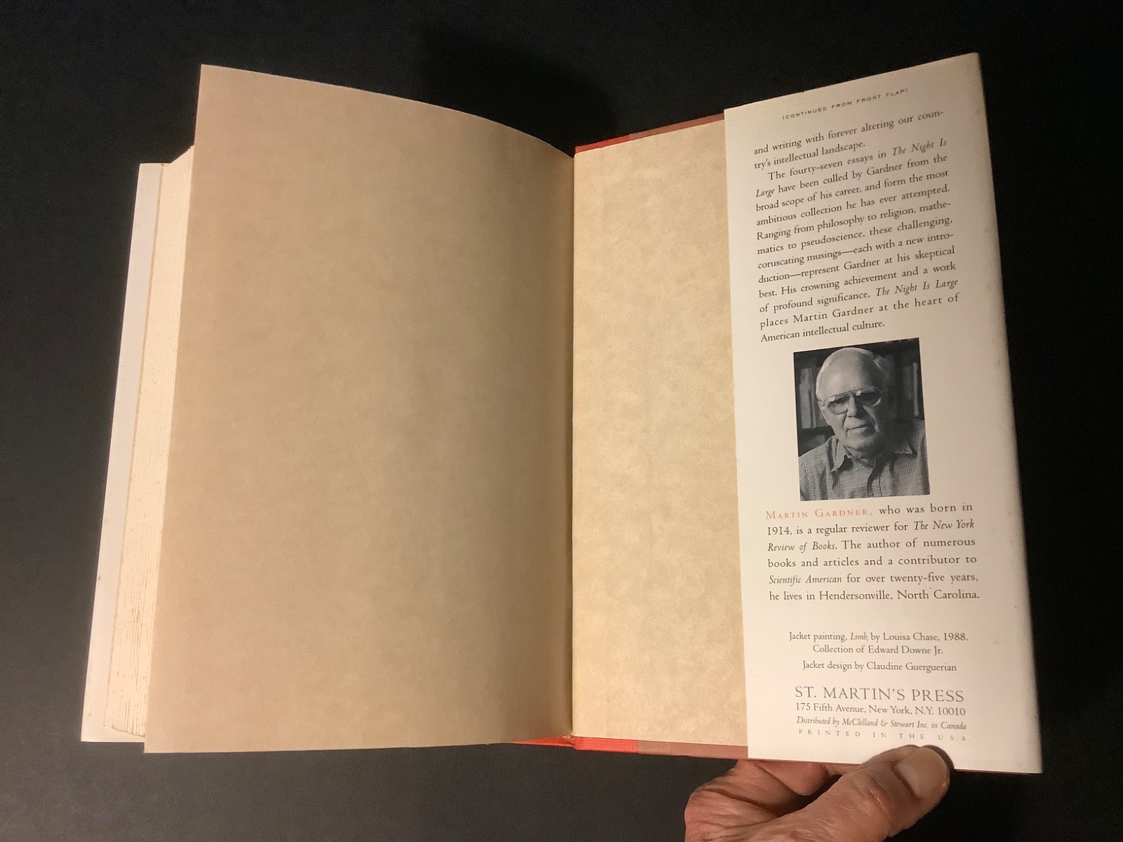 THE NIGHT IS LARGE: MARTIN GARDNER Collected Essays 1938-1995 1st Ed. 1996 HC/DJ