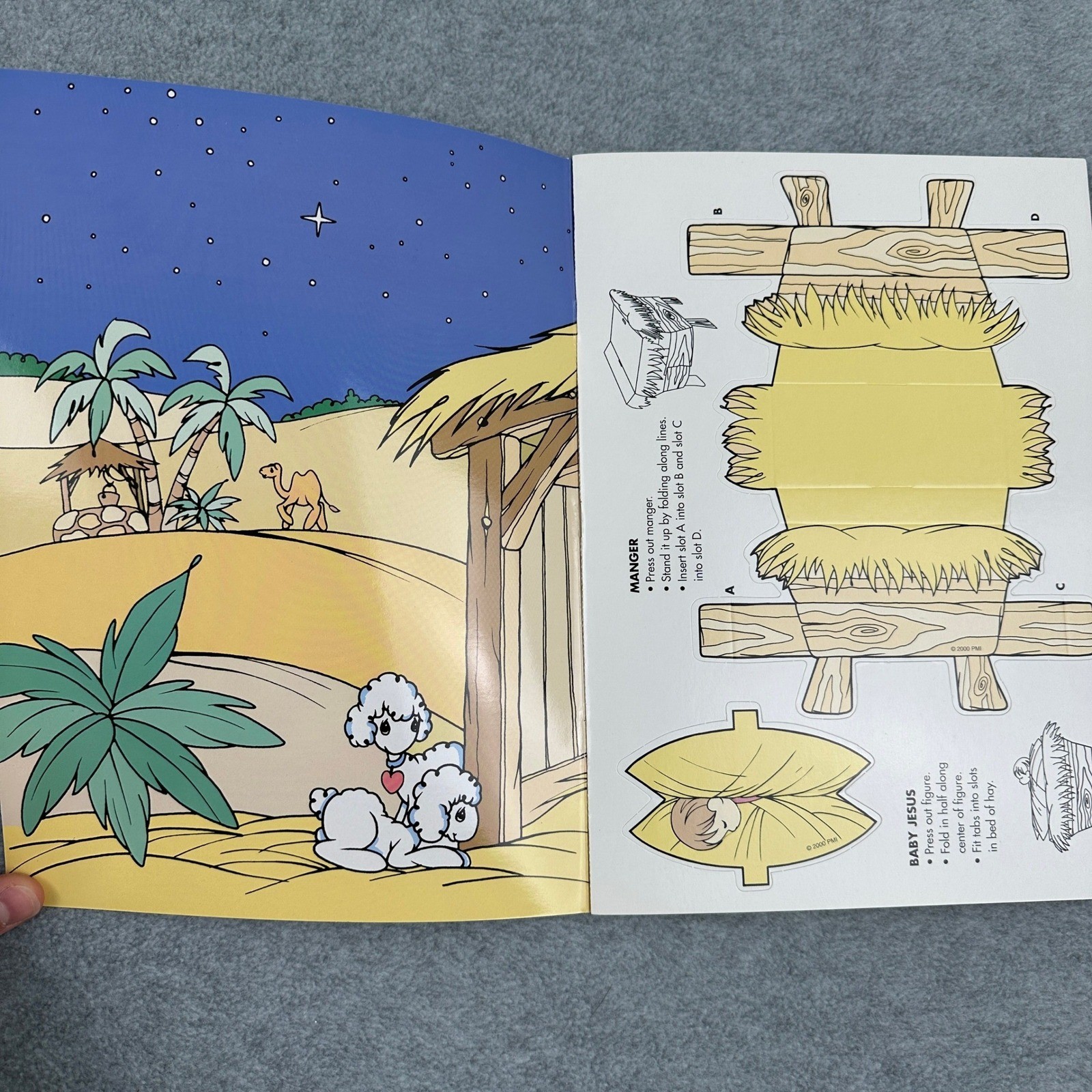 Vintage Precious Moments Book Kids Christmas Miracle Nativity Press-Out Figures