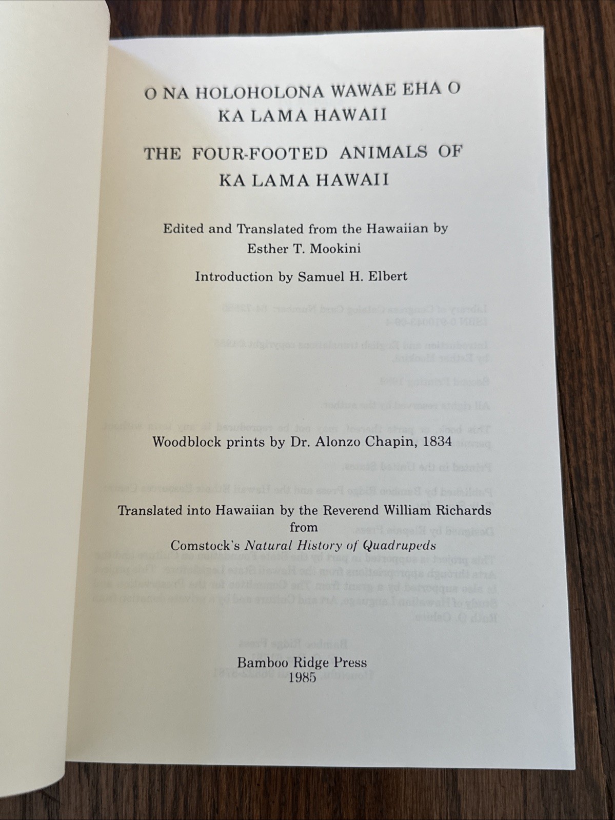 The Four-Footed Animals Of Ka Lama Hawaii By Esther T Mookini