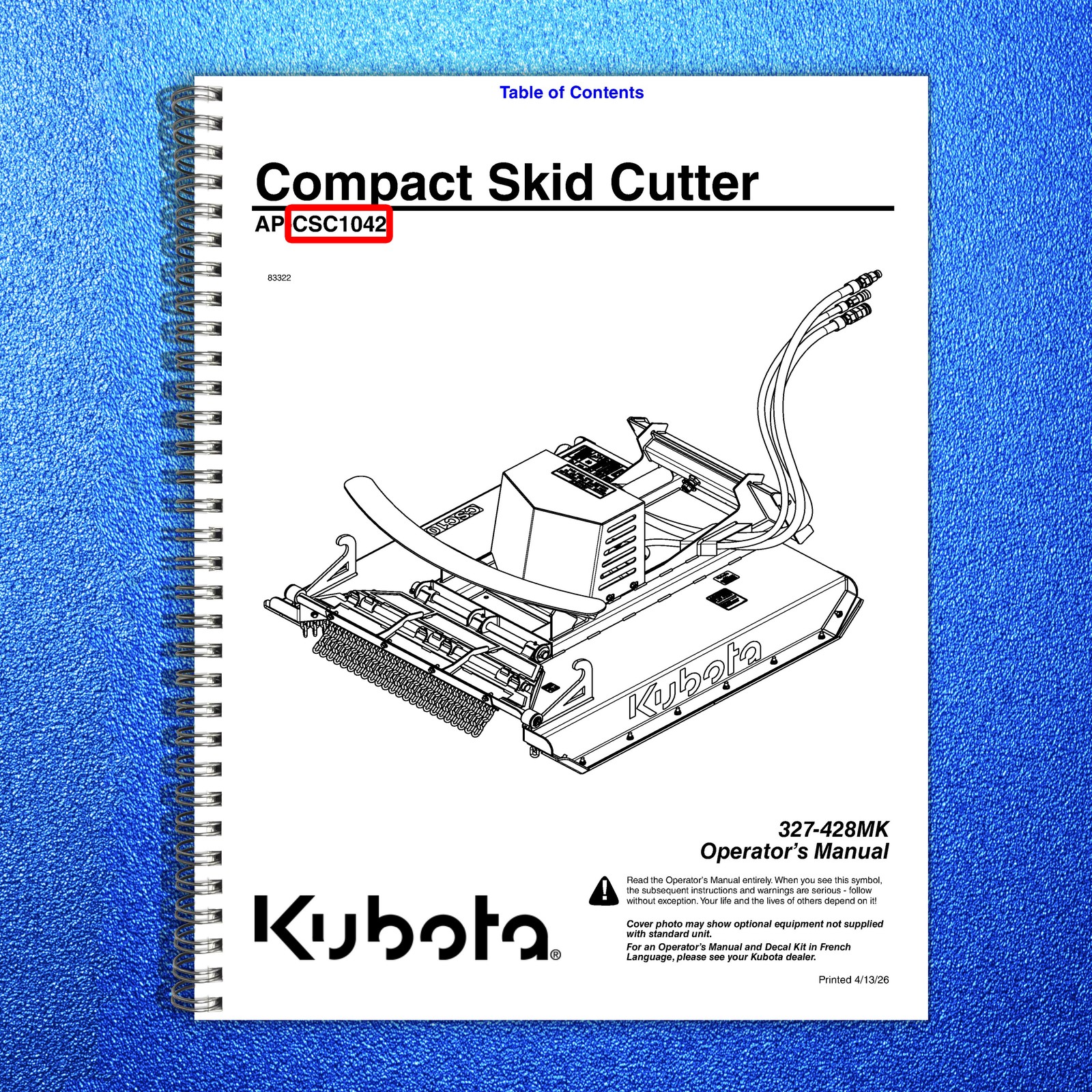LAND PRIDE CSC10 Series Compact Skid Cutter Operators Manual – WIRE BOUND