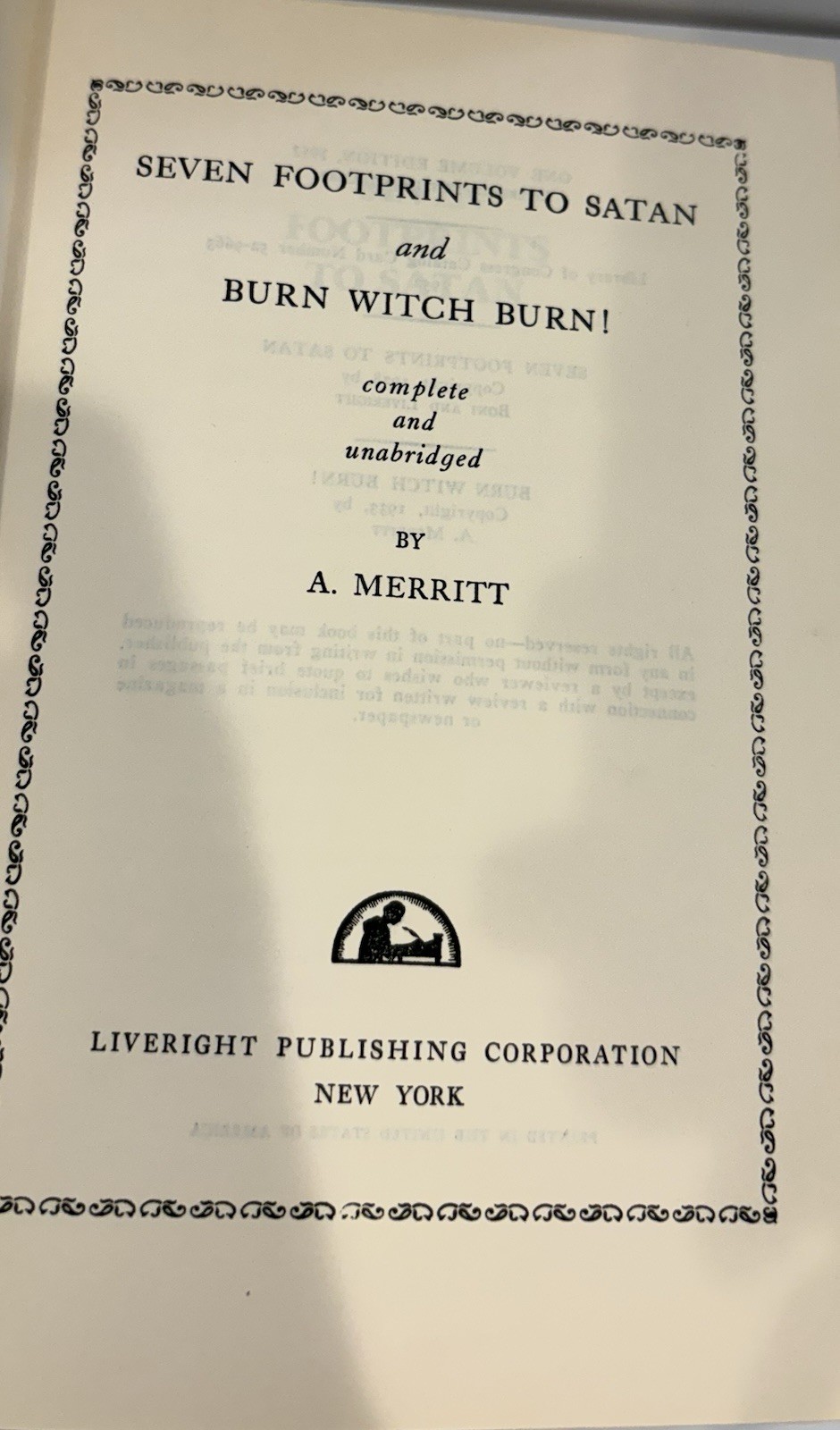 Seven Footprints To Satan and Burn Witch Burn By A. Merritt