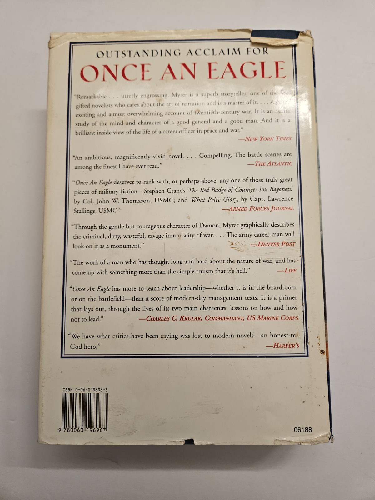 Once an Eagle : A Novel by Anton Myrer (2000, Hardcover)