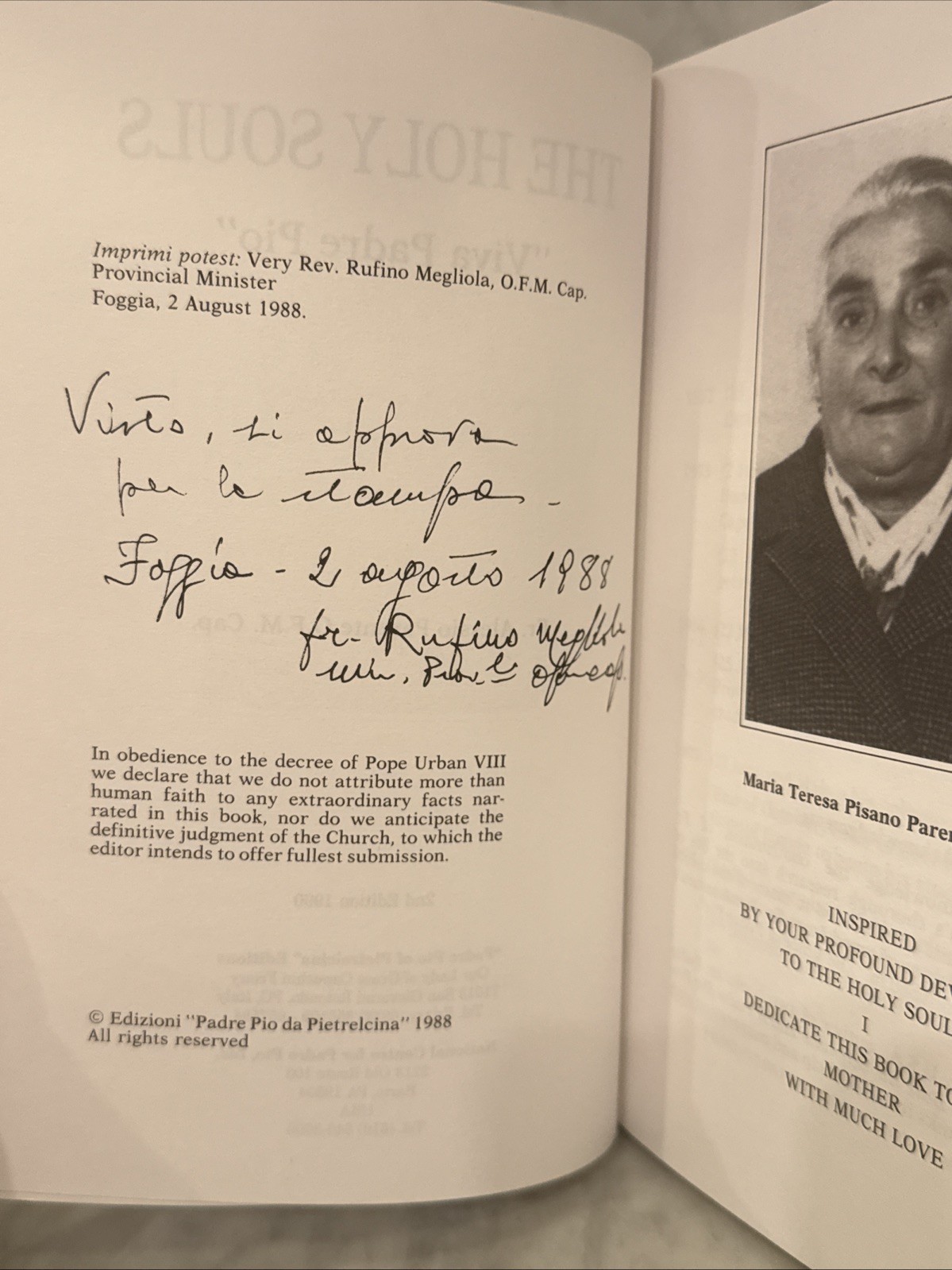 The Holy Souls “Viva Padre Pio” – by Fr. Alessio Parente 2nd Ed SIGNED Megliolo