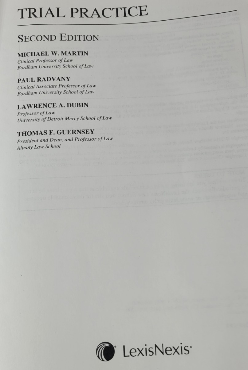 2014 Trial Practice 2nd Edition Martin, Radvany, Dubin & Guernsey