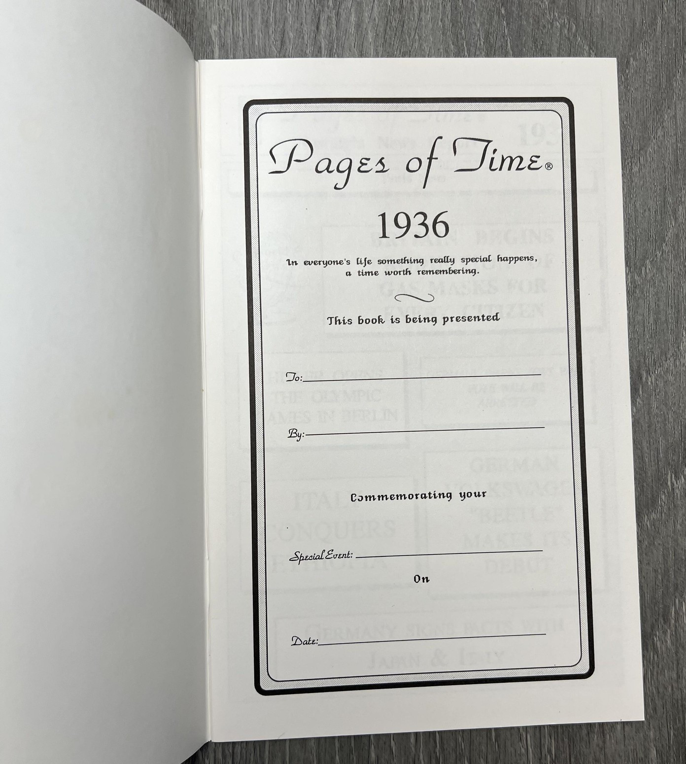 Vintage 1936 Pages of Time Nostalgia News Report Book Year in Review Booklet