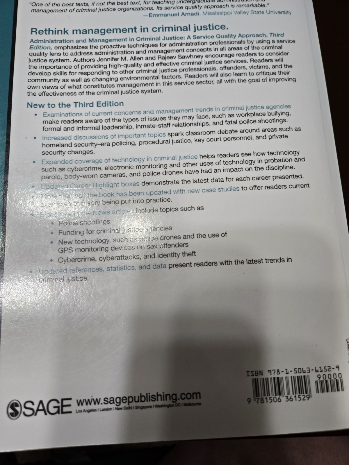 Administration and Management in Criminal Justice: A Service Quality Approach