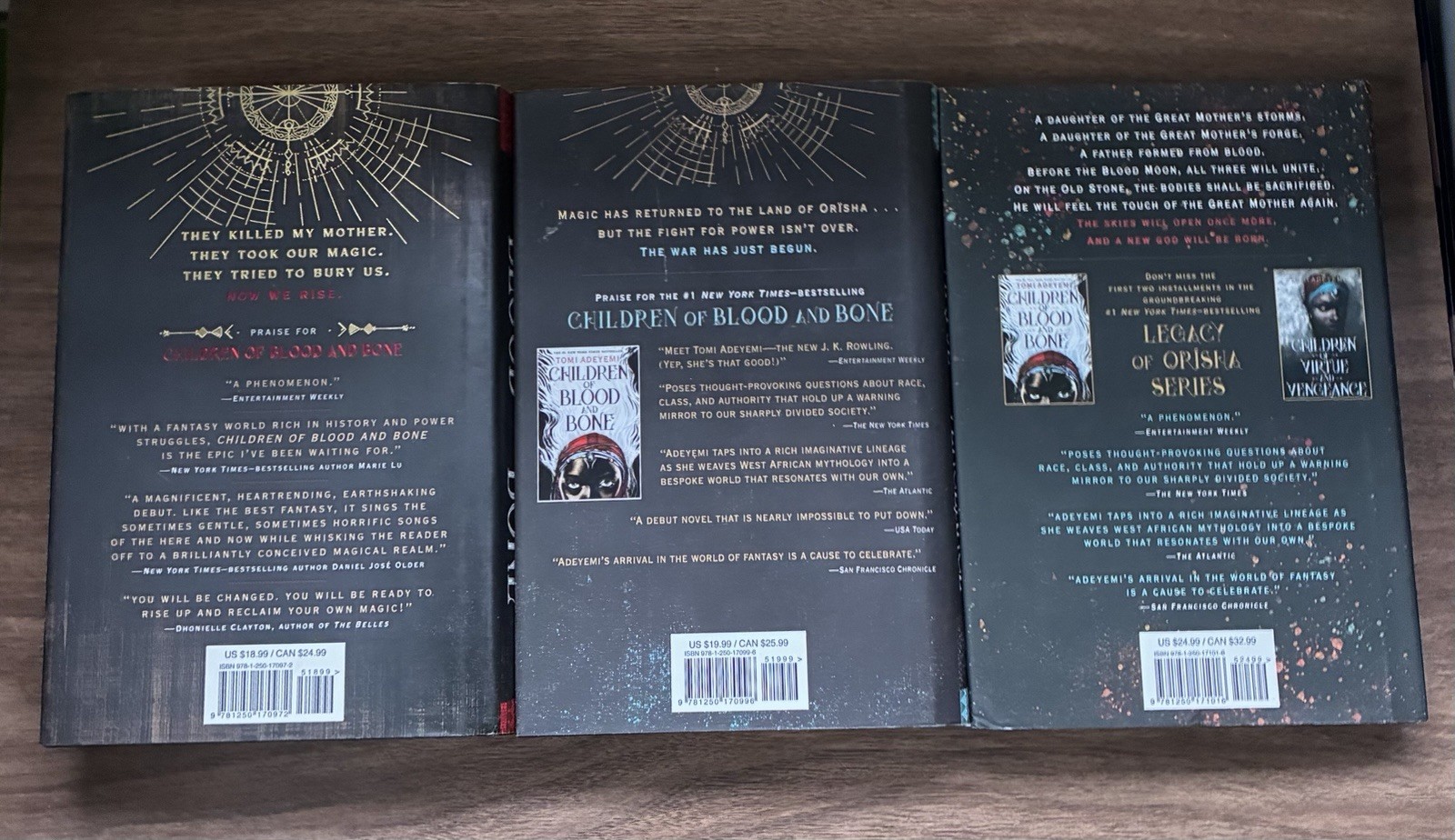 ORISHA Trilogy Lot Of 3 hc Book Children Of Blood Virtue Anguish By Toni Adeyemi