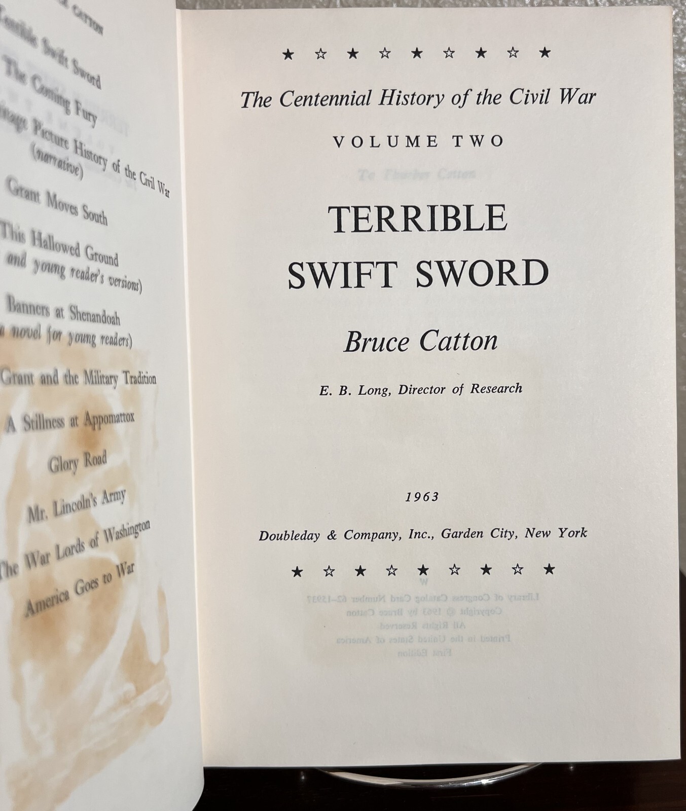 TERRIBLE SWIFT SWORD by Bruce Catton (1963, Hardcover) First Edition