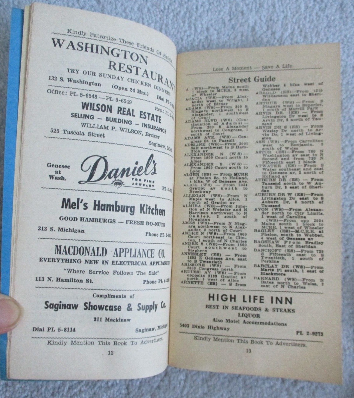 1962 Vintage Saginaw MI Street Guide Ordinances Rules Directory Genske 100 Page